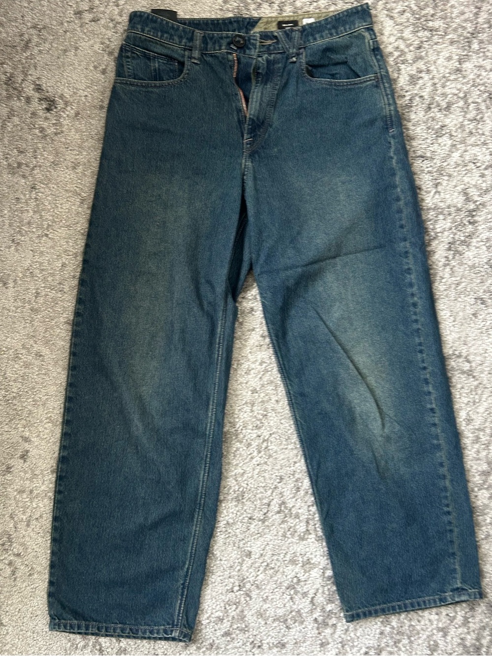 Volcom Women’s Boyfriend Jeans in Dark Blue Denim